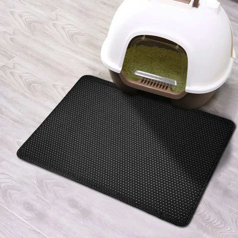 Double Layer Waterproof Cat Litter Mat with Gift - Non-Slip Washable Pet Litter Box Pad and Cleaning Mat