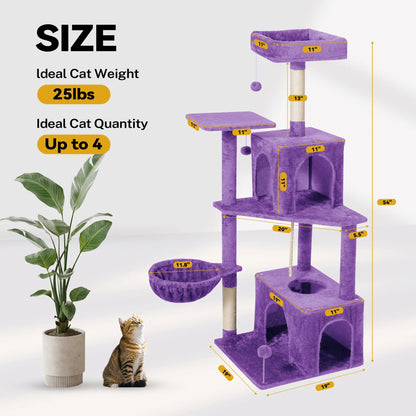 [Dealsforyoudays]Wecharmer Cat Tree / Tower for Indoor with Green Leaves, Cat Condo Cozy Plush House with Hang Ball, Pet Furniture with Scratching Posts Cat Tree,Summerwins