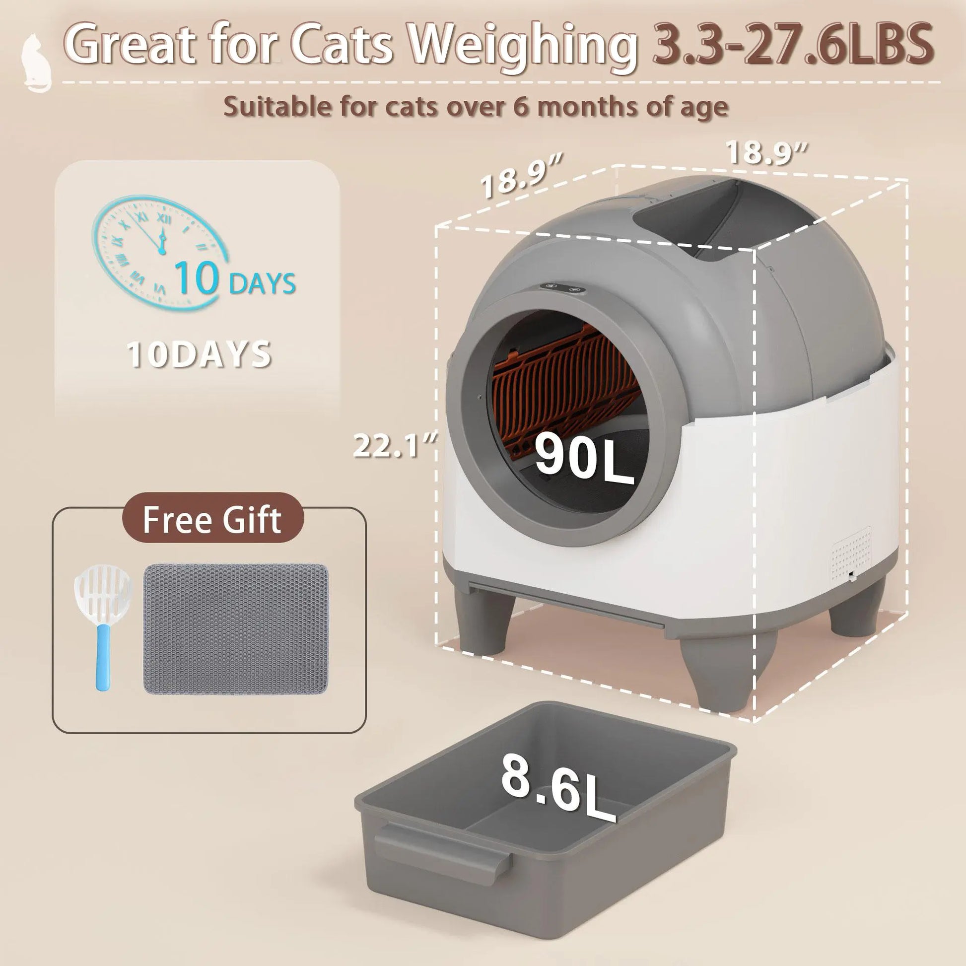Warcat Smart Low-Noise Auto-Cleaning Litter Box 90L Self Cleaning Cat Litter Box App-Controlled via 2.4G Wifi with Smart Sensors, Safety Protection, Easy Maintenance, Easy Setup & Clean #Tiktokshopdealsforyoudays #Dealsforyoudays