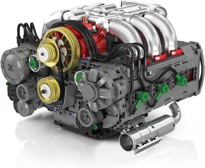 Flat V8 Engine Model (Motorized, 2375+ Pcs)