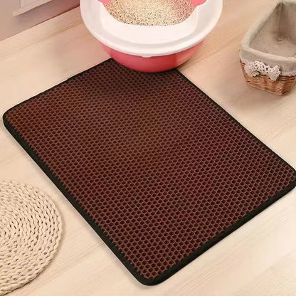 Double Layer Waterproof Cat Litter Mat with Gift - Non-Slip Washable Pet Litter Box Pad and Cleaning Mat