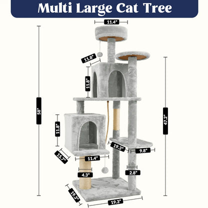 [Dealsforyoudays]Wecharmer Cat Tree / Tower for Indoor with Green Leaves, Cat Condo Cozy Plush House with Hang Ball, Pet Furniture with Scratching Posts Cat Tree,Summerwins