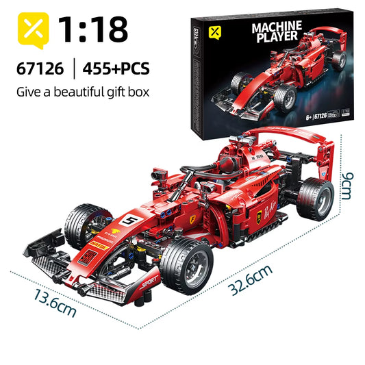 1:18 Red RC Race Car Set (455+ Pcs)