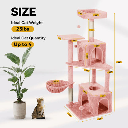 [Dealsforyoudays]Wecharmer Cat Tree / Tower for Indoor with Green Leaves, Cat Condo Cozy Plush House with Hang Ball, Pet Furniture with Scratching Posts Cat Tree,Summerwins
