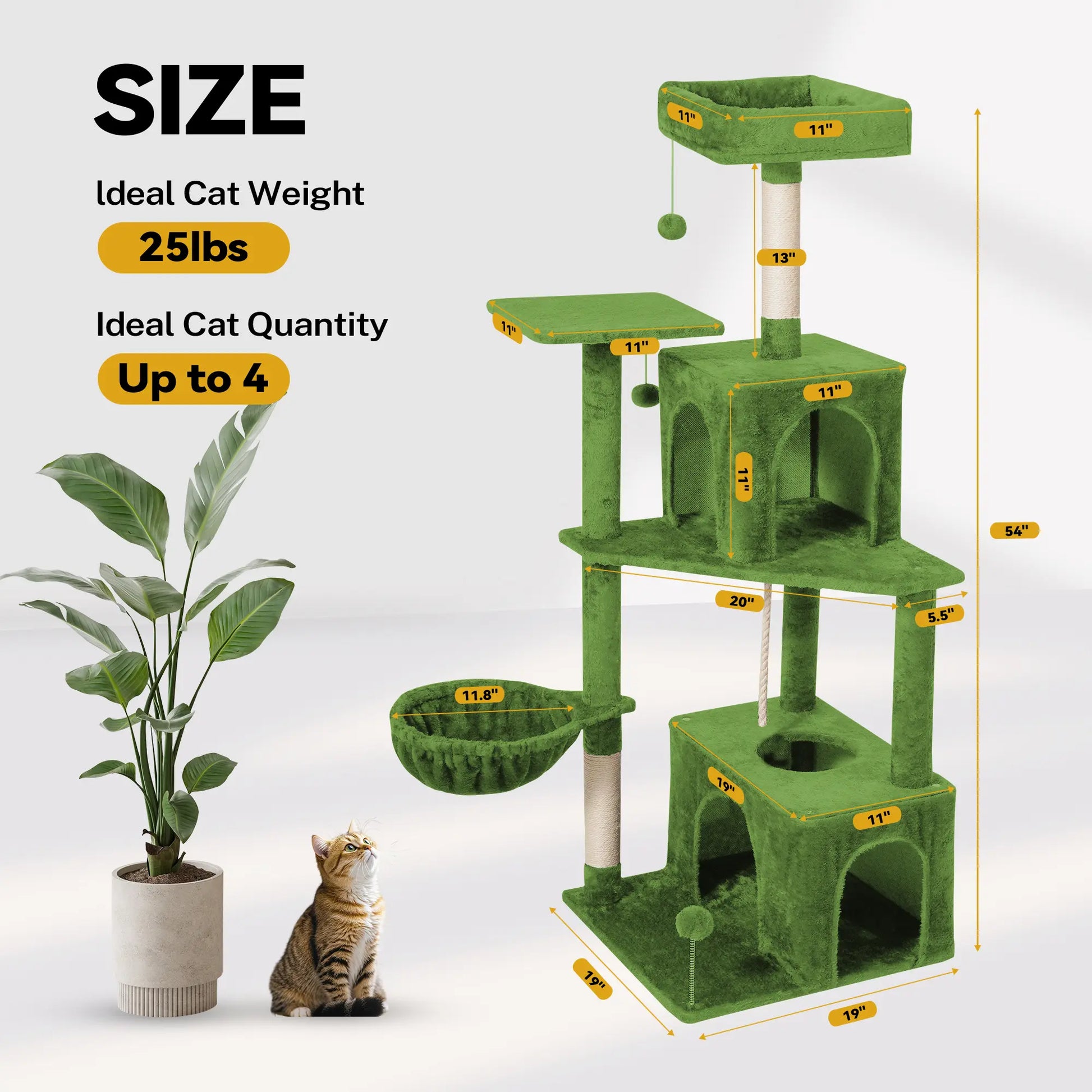 [Dealsforyoudays]Wecharmer Cat Tree / Tower for Indoor with Green Leaves, Cat Condo Cozy Plush House with Hang Ball, Pet Furniture with Scratching Posts Cat Tree,Summerwins