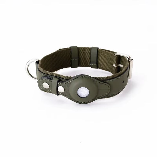 Luxury Leather Pet Collar — AirTag Holder for Cats & Dogs
