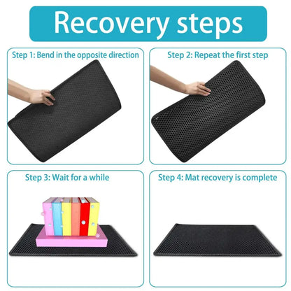 Double Layer Waterproof Cat Litter Mat with Gift - Non-Slip Washable Pet Litter Box Pad and Cleaning Mat