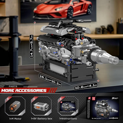 V12 Engine Model Kit (Runs! 733 Pcs)
