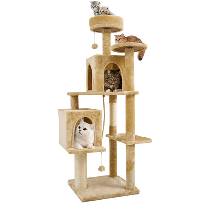 [Dealsforyoudays]Wecharmer Cat Tree / Tower for Indoor with Green Leaves, Cat Condo Cozy Plush House with Hang Ball, Pet Furniture with Scratching Posts Cat Tree,Summerwins