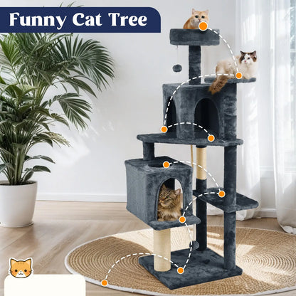 [Dealsforyoudays]Wecharmer Cat Tree / Tower for Indoor with Green Leaves, Cat Condo Cozy Plush House with Hang Ball, Pet Furniture with Scratching Posts Cat Tree,Summerwins