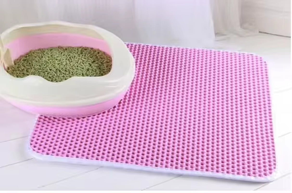 Double Layer Waterproof Cat Litter Mat with Gift - Non-Slip Washable Pet Litter Box Pad and Cleaning Mat