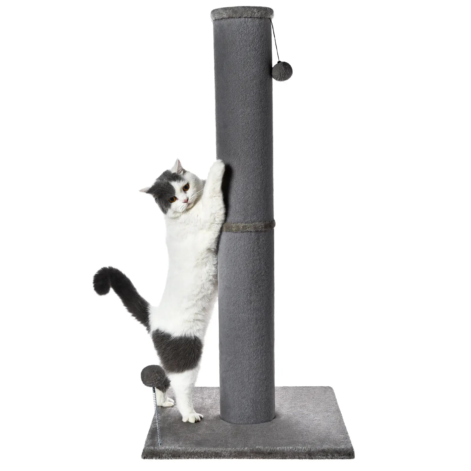 MADE 4 PETS 41-Inch Tall Gray Vertical Scratcher for Indoor Cats, Large Sisal Post with Replaceable Toys, Sturdy Base, Solid Construction & Space-Saving Design