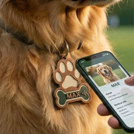 Personalized NFC Dog Tag — 3D Printed Paw Design with Custom Name