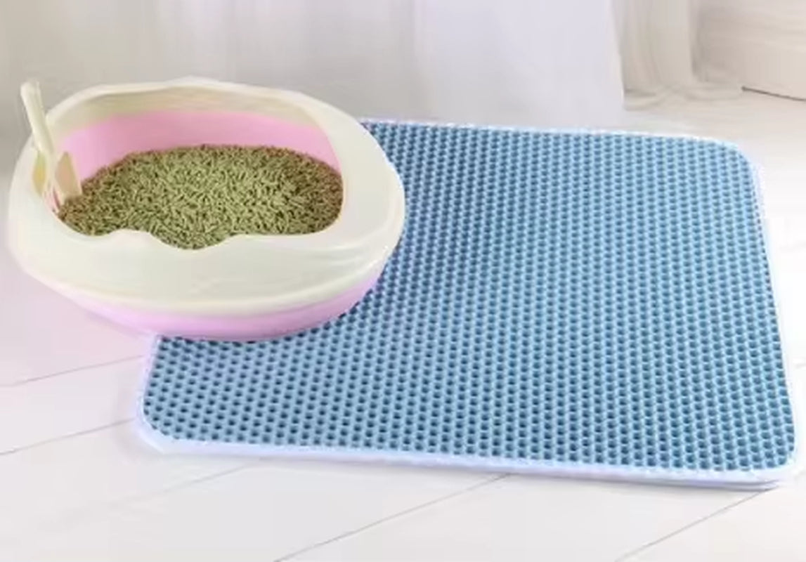 Double Layer Waterproof Cat Litter Mat with Gift - Non-Slip Washable Pet Litter Box Pad and Cleaning Mat