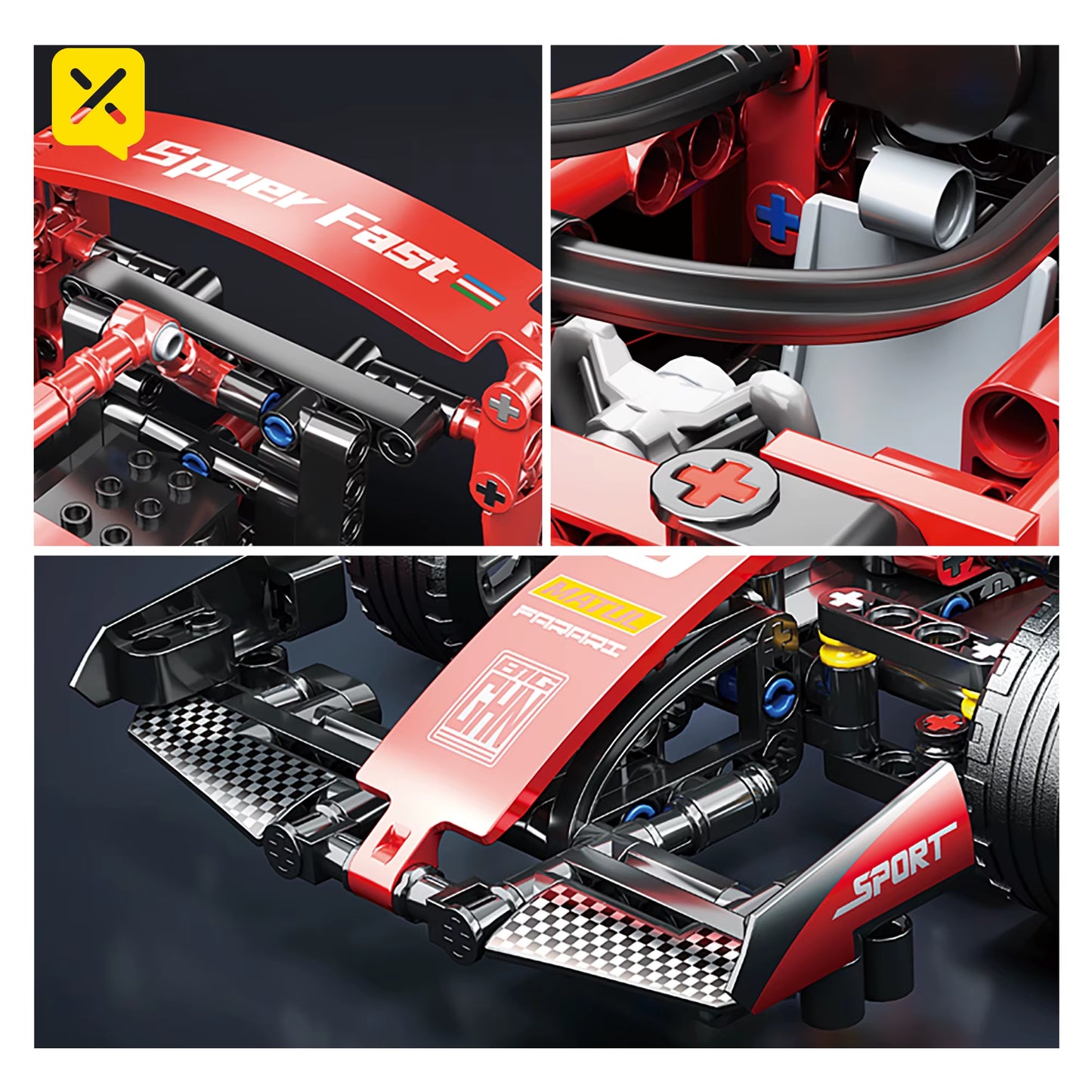 1:18 Red RC Race Car Set (455+ Pcs)