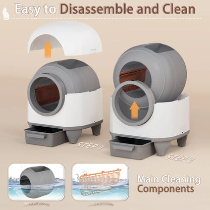 Warcat Smart Low-Noise Auto-Cleaning Litter Box 90L Self Cleaning Cat Litter Box App-Controlled via 2.4G Wifi with Smart Sensors, Safety Protection, Easy Maintenance, Easy Setup & Clean #Tiktokshopdealsforyoudays #Dealsforyoudays