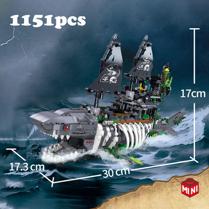 Shark Boat Pirate Ship with Light (1151+ Pcs)