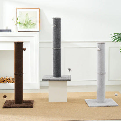 MADE 4 PETS 41-Inch Tall Gray Vertical Scratcher for Indoor Cats, Large Sisal Post with Replaceable Toys, Sturdy Base, Solid Construction & Space-Saving Design