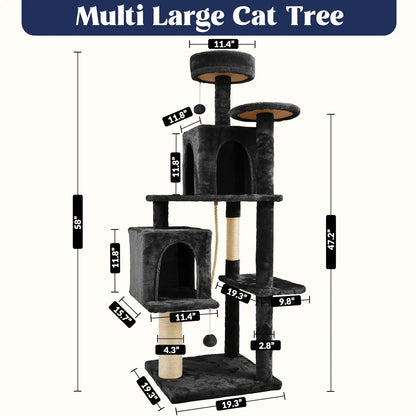 [Dealsforyoudays]Wecharmer Cat Tree / Tower for Indoor with Green Leaves, Cat Condo Cozy Plush House with Hang Ball, Pet Furniture with Scratching Posts Cat Tree,Summerwins