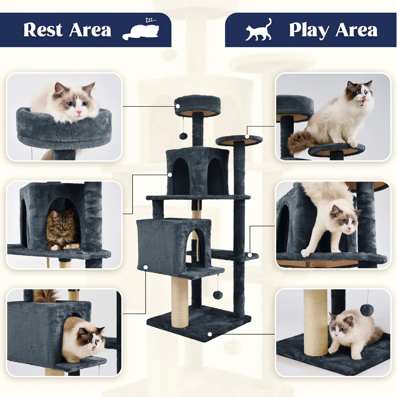 [Dealsforyoudays]Wecharmer Cat Tree / Tower for Indoor with Green Leaves, Cat Condo Cozy Plush House with Hang Ball, Pet Furniture with Scratching Posts Cat Tree,Summerwins