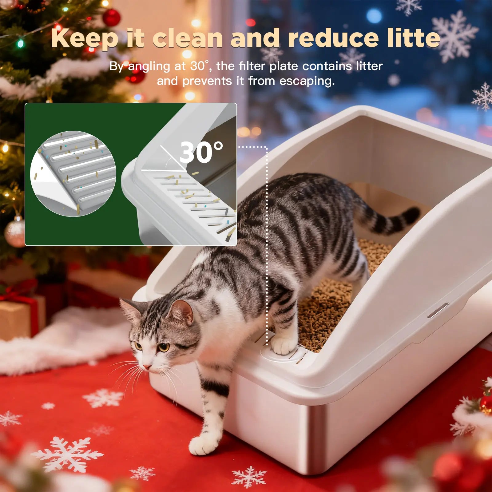 AIPERRO XL Stainless Steel Cat Litter Box High Sided, Anti-Urine Leakage for Large&Small Cats, Easy to Clean with Scoop for Multi-Cat Homes Non-Sticky Absorbs Odors Deals