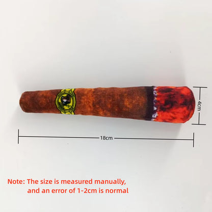 Indestructible Plush Dog Toy - Interactive Squeaky Cigar for Small Breeds and Chewing Enthusiasts