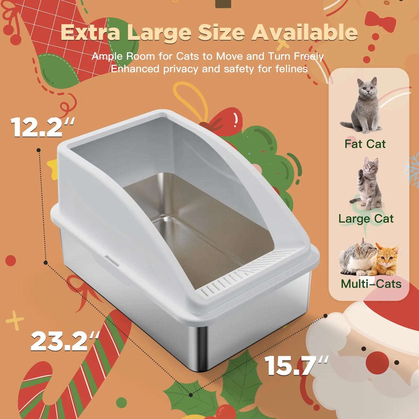 AIPERRO XL Stainless Steel Cat Litter Box High Sided, Anti-Urine Leakage for Large&Small Cats, Easy to Clean with Scoop for Multi-Cat Homes Non-Sticky Absorbs Odors Deals