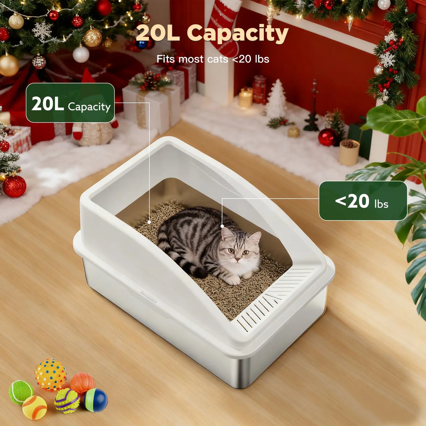 AIPERRO XL Stainless Steel Cat Litter Box High Sided, Anti-Urine Leakage for Large&Small Cats, Easy to Clean with Scoop for Multi-Cat Homes Non-Sticky Absorbs Odors Deals