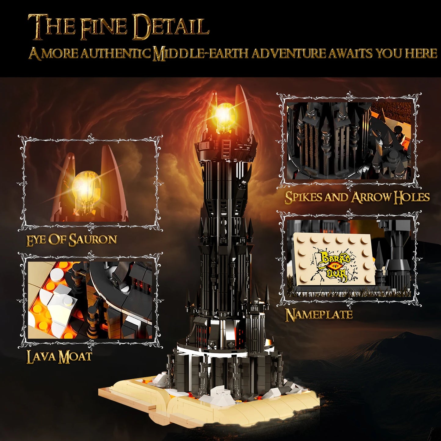 Black Tower Magic Book (966+ Pcs, with Lights)