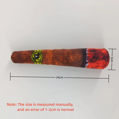 Indestructible Plush Dog Toy - Interactive Squeaky Cigar for Small Breeds and Chewing Enthusiasts