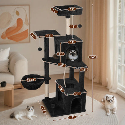 [Dealsforyoudays]Wecharmer Cat Tree / Tower for Indoor with Green Leaves, Cat Condo Cozy Plush House with Hang Ball, Pet Furniture with Scratching Posts Cat Tree,Summerwins