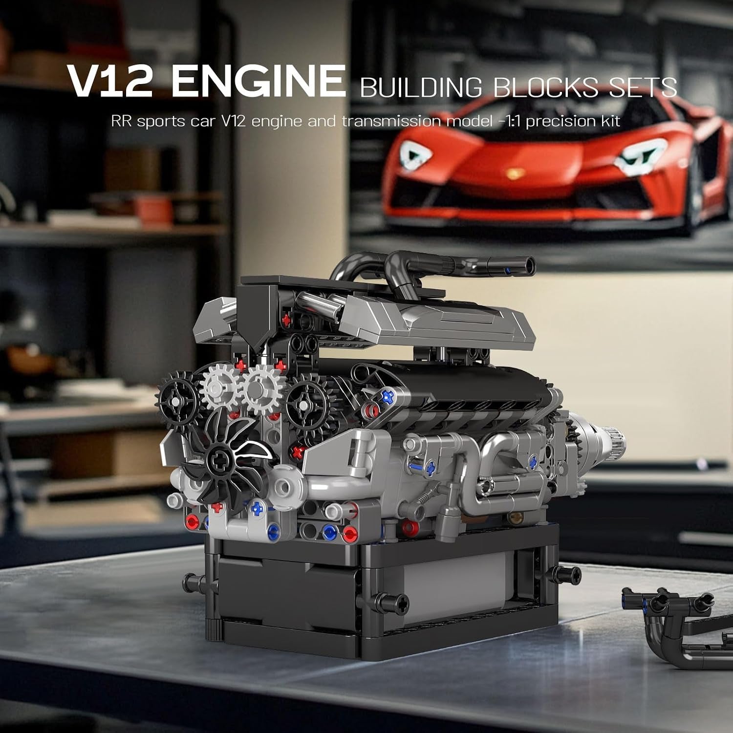 V12 Engine Model Kit (Runs! 733 Pcs)