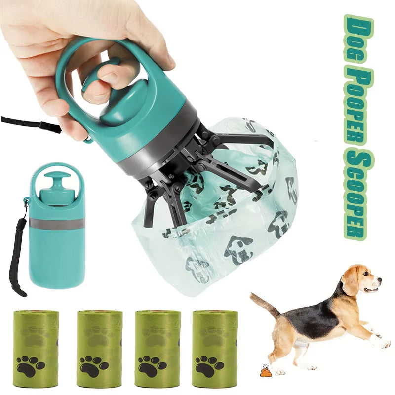 Portable Dog Waste Scooper — No-Touch Design with Built-In Bag