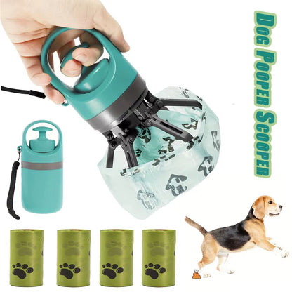 Portable Dog Waste Scooper — No-Touch Design with Built-In Bag