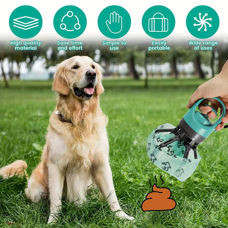 Portable Dog Waste Scooper — No-Touch Design with Built-In Bag