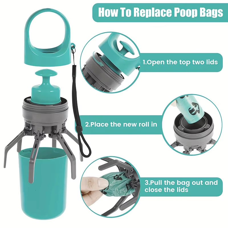 Portable Dog Waste Scooper — No-Touch Design with Built-In Bag