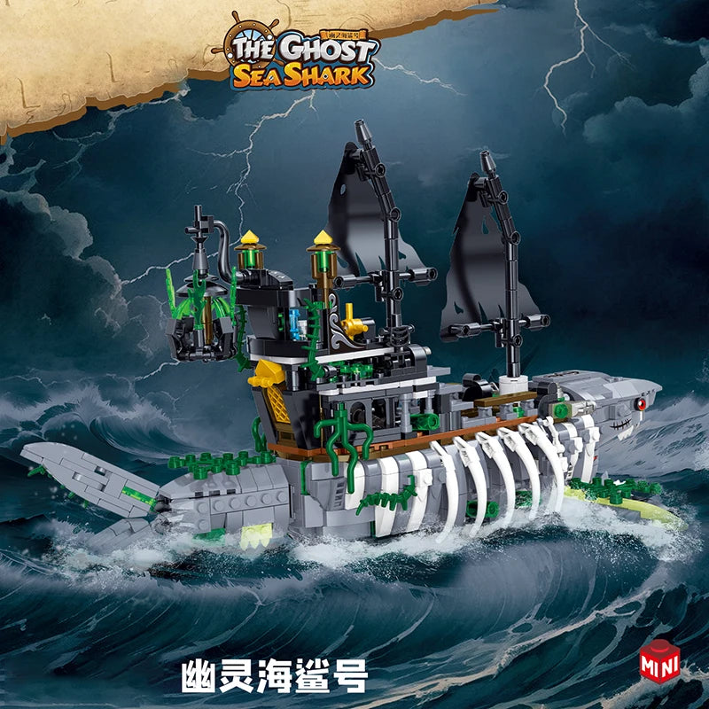 Shark Boat Pirate Ship with Light (1151+ Pcs)