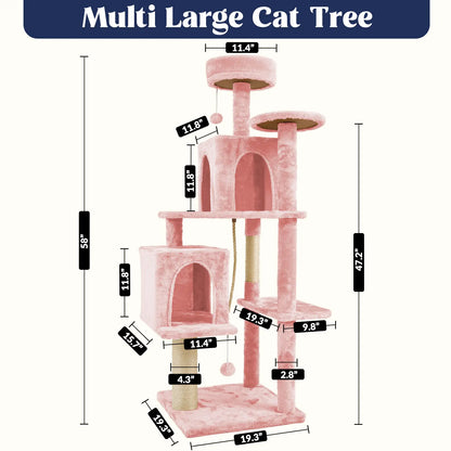 [Dealsforyoudays]Wecharmer Cat Tree / Tower for Indoor with Green Leaves, Cat Condo Cozy Plush House with Hang Ball, Pet Furniture with Scratching Posts Cat Tree,Summerwins