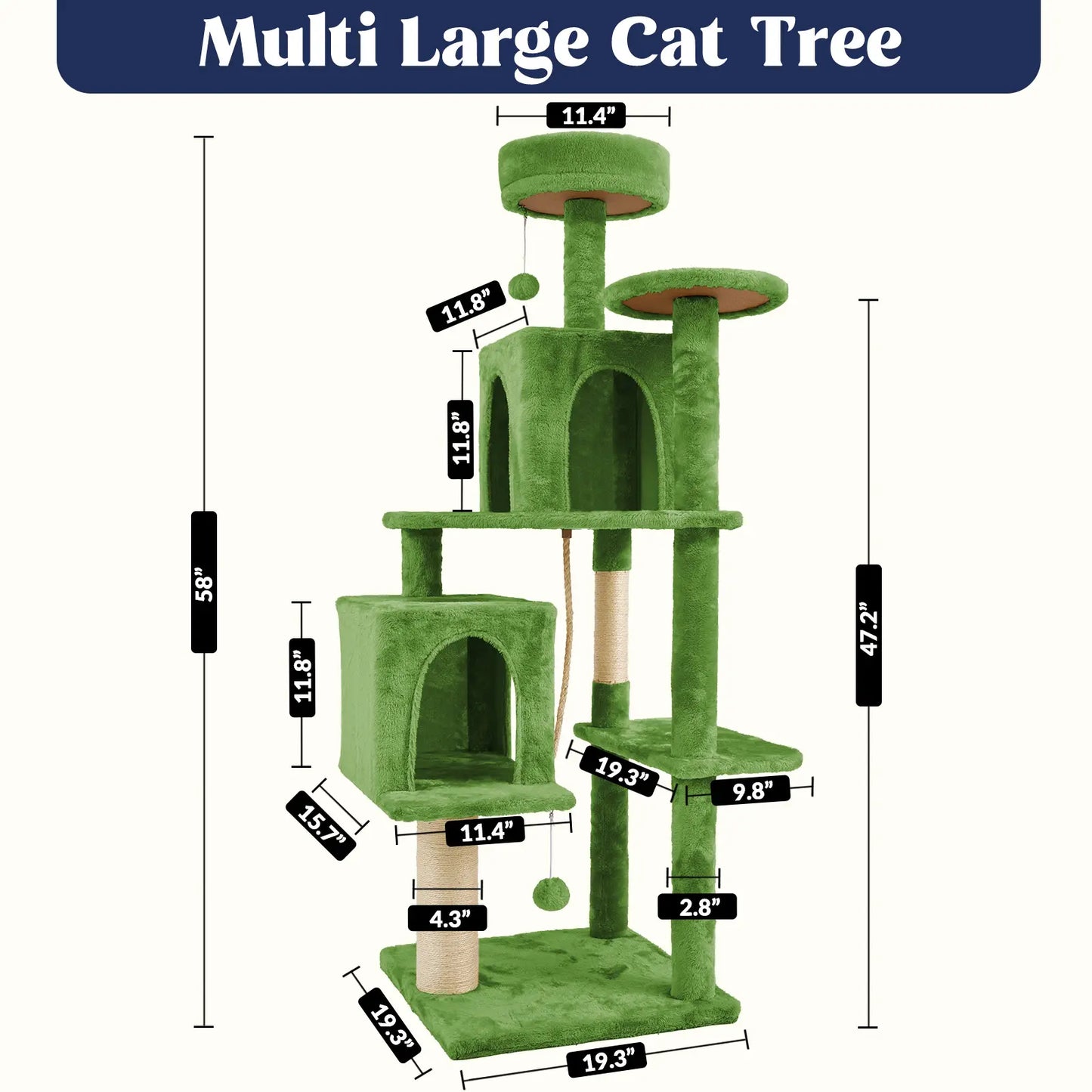 [Dealsforyoudays]Wecharmer Cat Tree / Tower for Indoor with Green Leaves, Cat Condo Cozy Plush House with Hang Ball, Pet Furniture with Scratching Posts Cat Tree,Summerwins