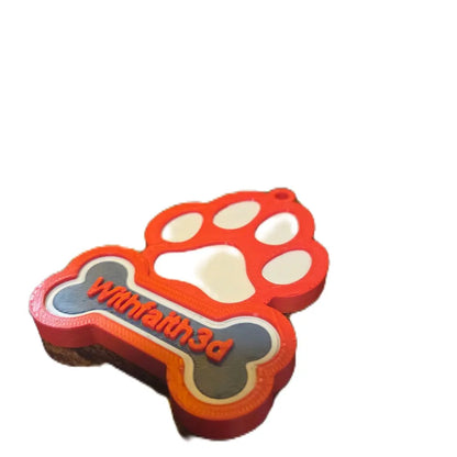 Custom 3D Printed NFC Dog Tag with Paw Print Design and Personalized Name for Pet Identification