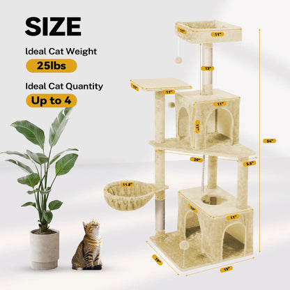 [Dealsforyoudays]Wecharmer Cat Tree / Tower for Indoor with Green Leaves, Cat Condo Cozy Plush House with Hang Ball, Pet Furniture with Scratching Posts Cat Tree,Summerwins