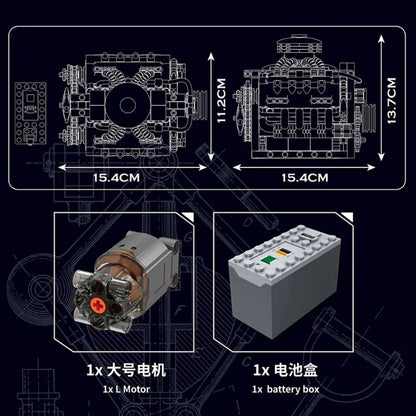 LSX454 V8 Engine Motorized Model (487+ Pcs)