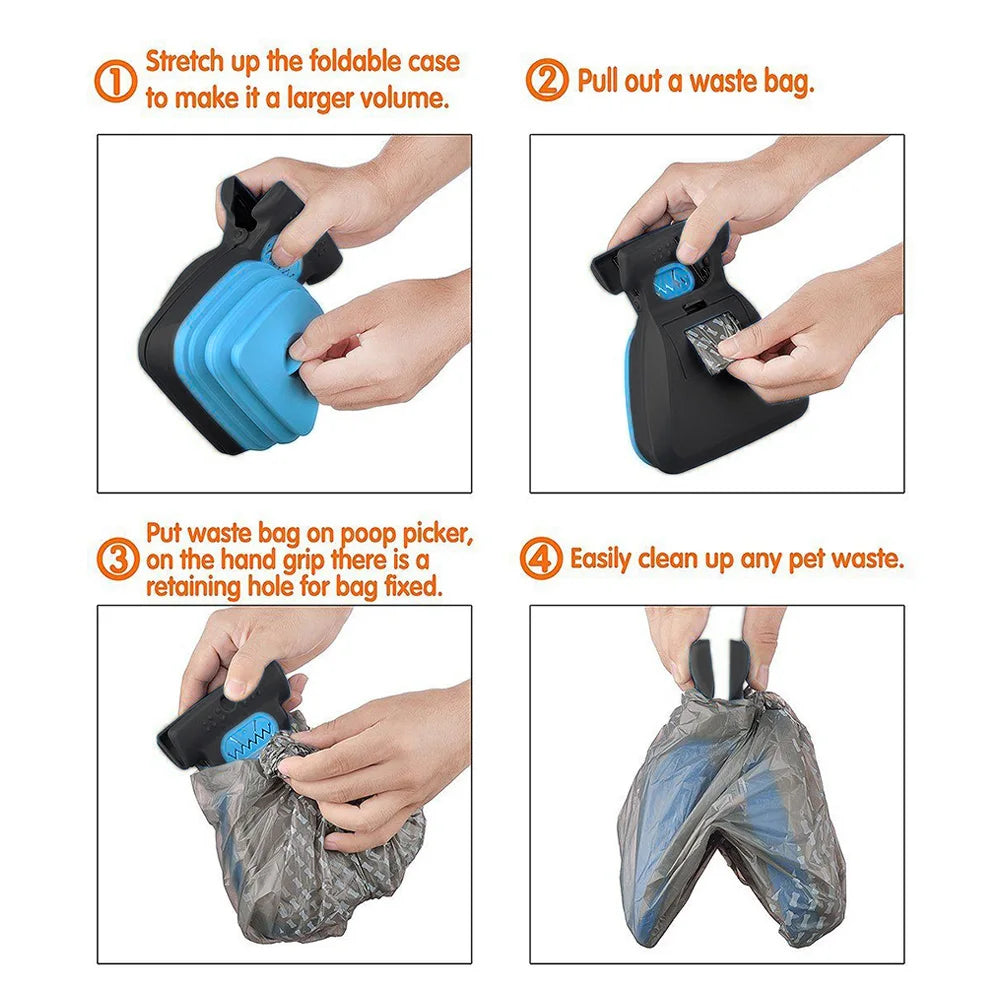 Foldable Dog Pooper Scooper with Biodegradable Bags for Effortless Waste Cleanup