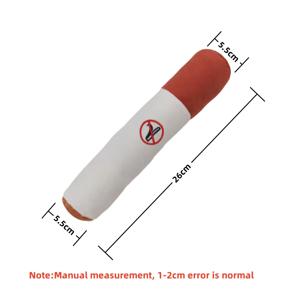 Indestructible Plush Dog Toy - Interactive Squeaky Cigar for Small Breeds and Chewing Enthusiasts