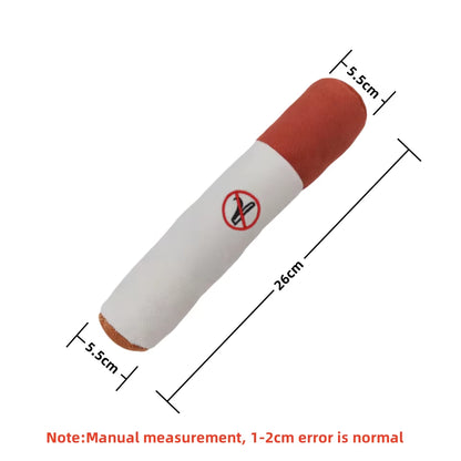 Indestructible Plush Dog Toy - Interactive Squeaky Cigar for Small Breeds and Chewing Enthusiasts