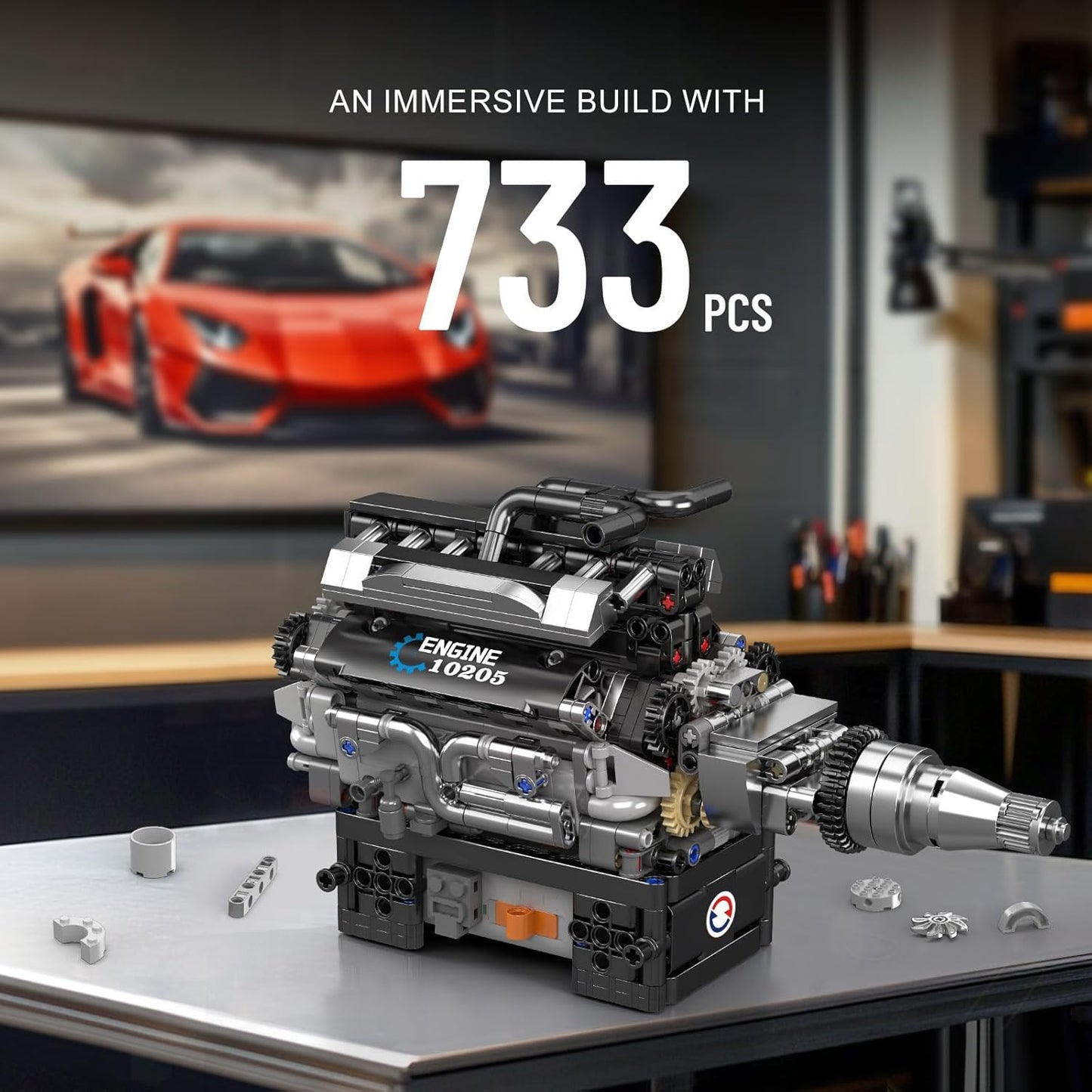 V12 Engine Model Kit (Runs! 733 Pcs)