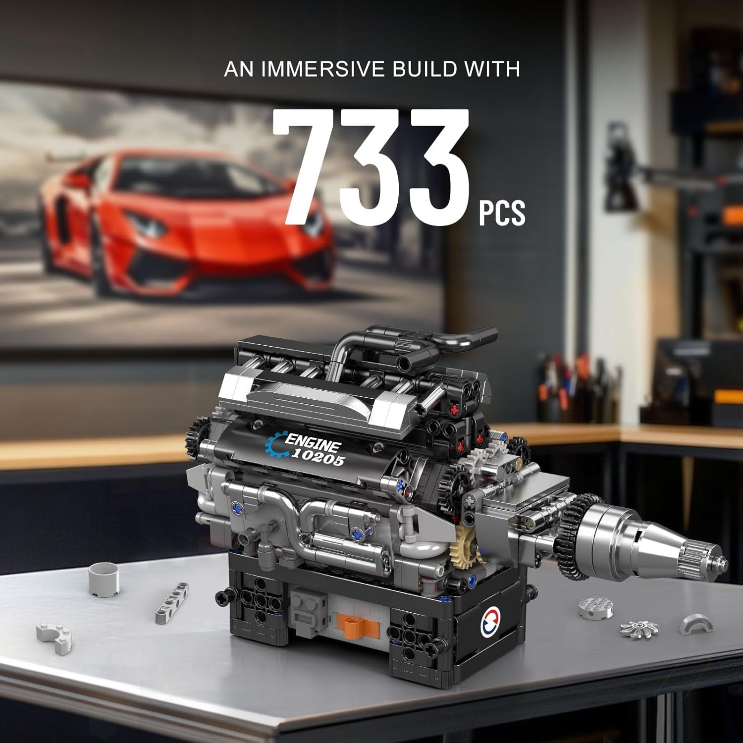 V12 Engine Model Kit (Runs! 733 Pcs)