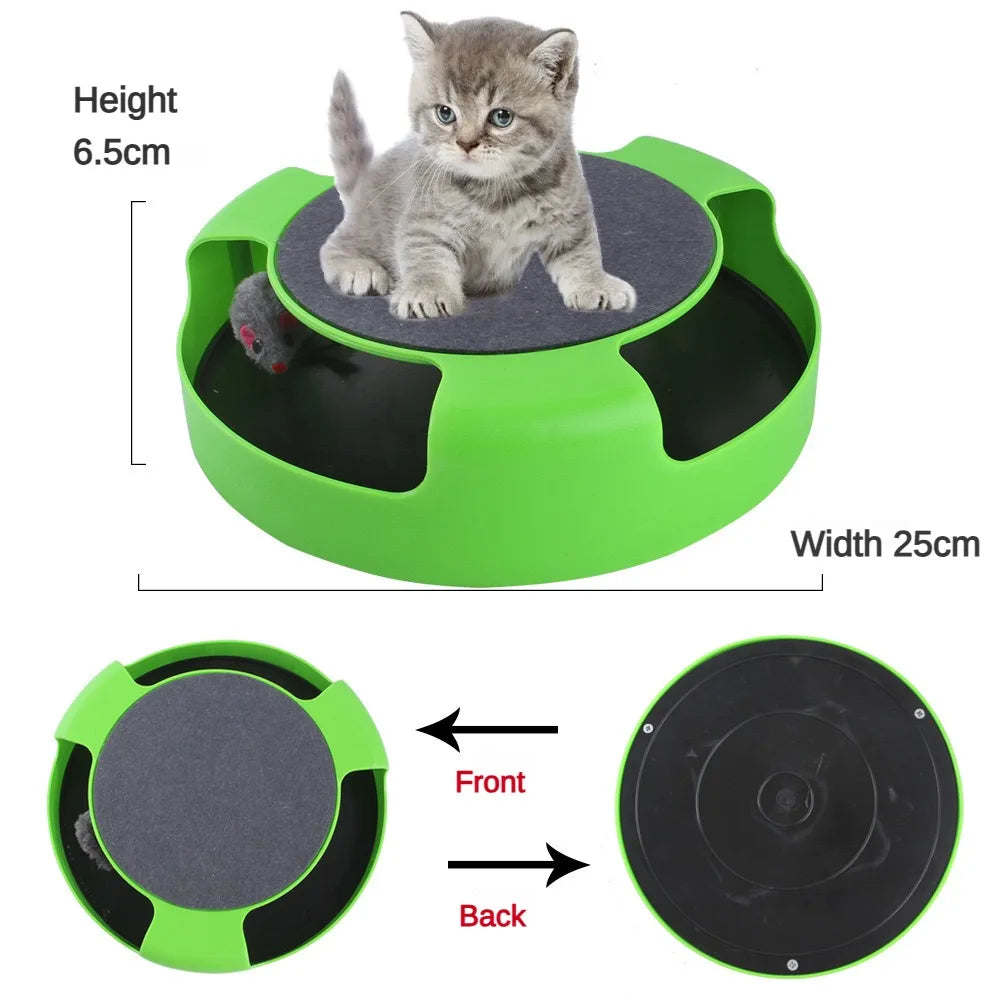 Interactive Cat Toy Turntable Roller Mouse - Intelligent Training Track and Scratching Accessory for Pets