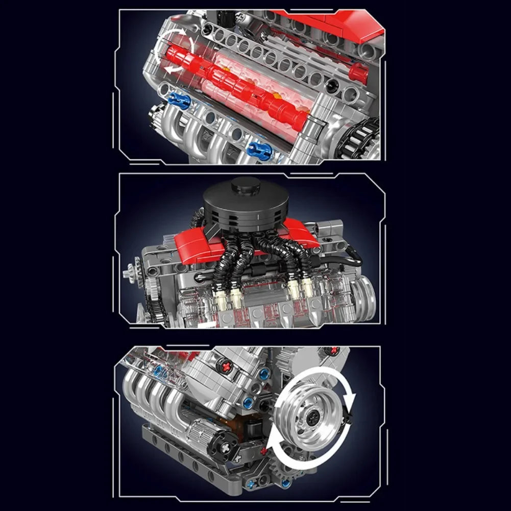 LSX454 V8 Engine Motorized Model (487+ Pcs)