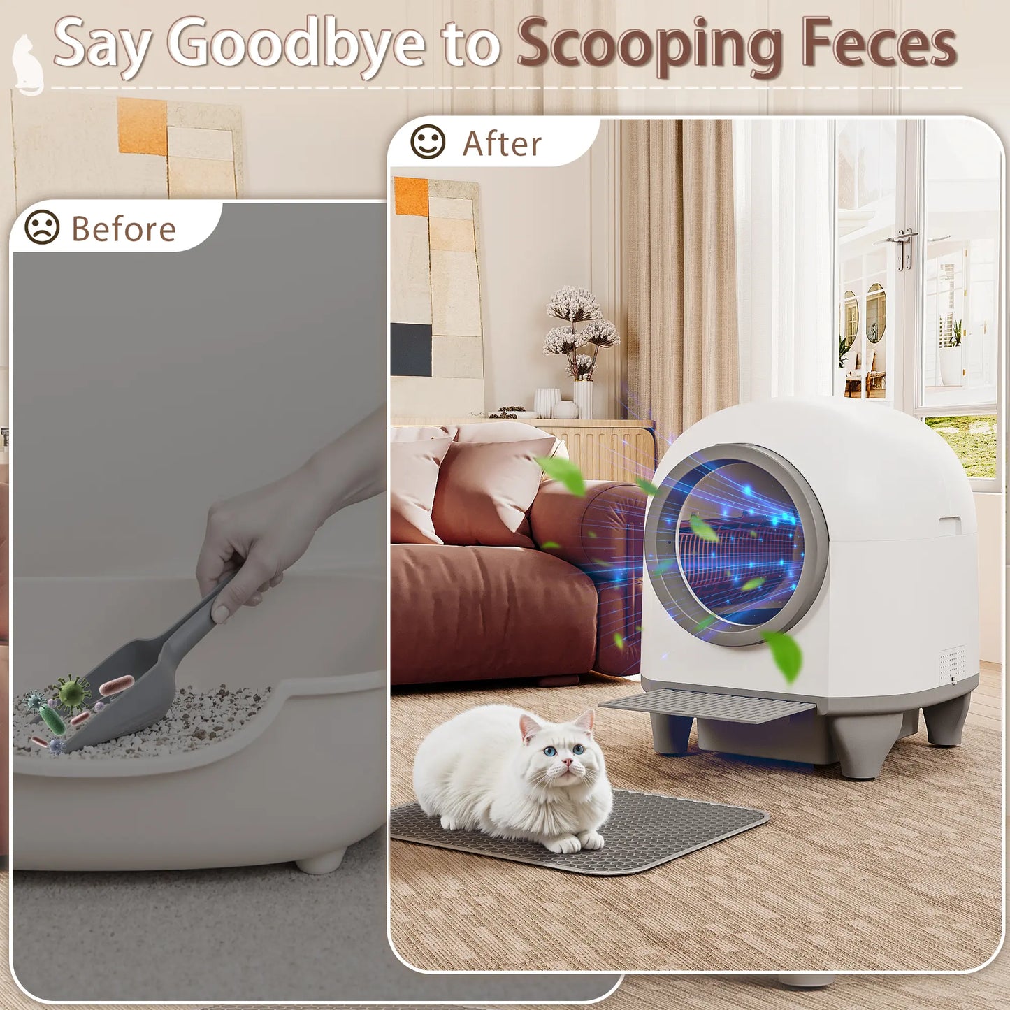 Warcat Smart Low-Noise Auto-Cleaning Litter Box 90L Self Cleaning Cat Litter Box App-Controlled via 2.4G Wifi with Smart Sensors, Safety Protection, Easy Maintenance, Easy Setup & Clean #Tiktokshopdealsforyoudays #Dealsforyoudays